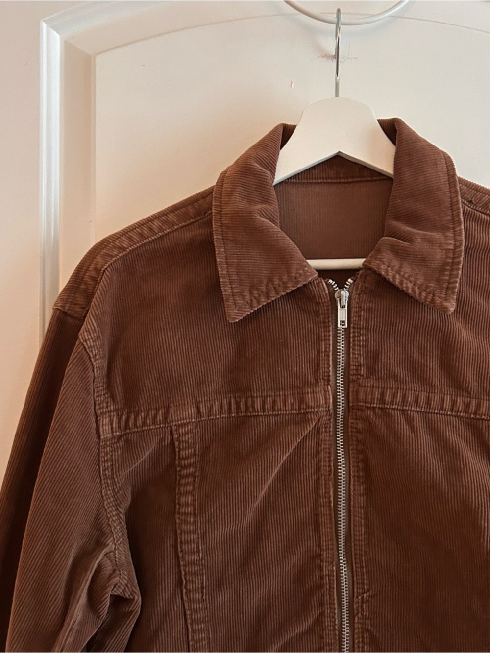 Brandy Melville Brown Corduroy Zip-Up Jacket